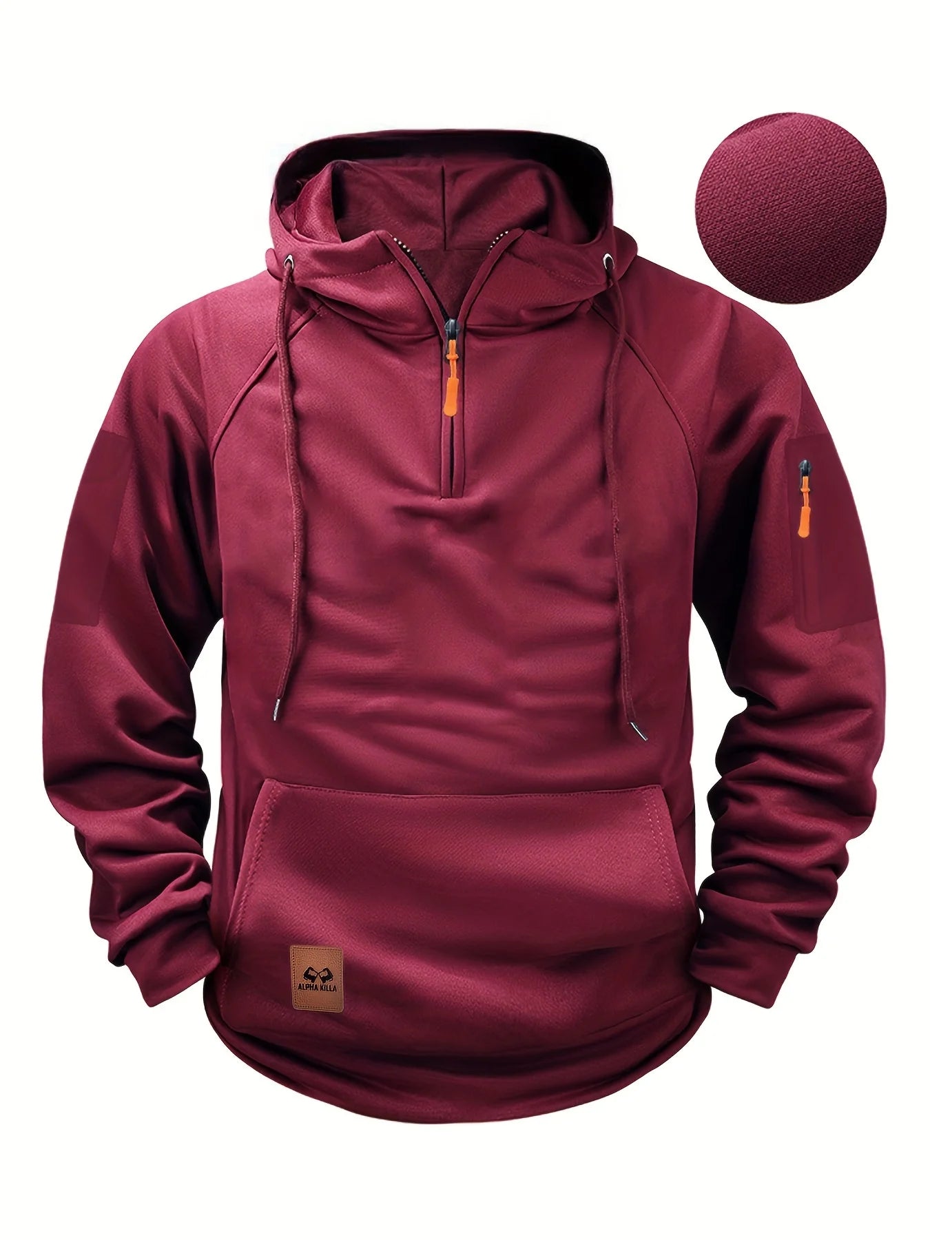 Herr Fleece Jacka - Oversize med Huva & Multifickor
