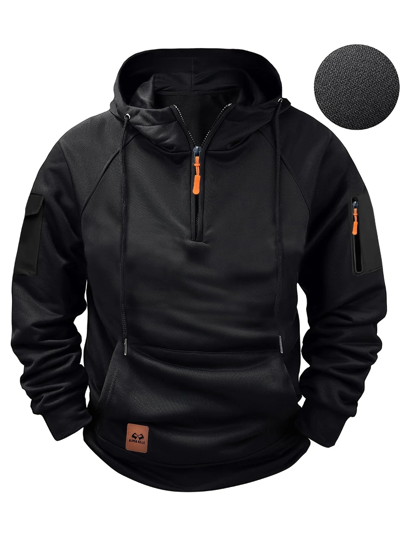 Herr Fleece Jacka - Oversize med Huva & Multifickor