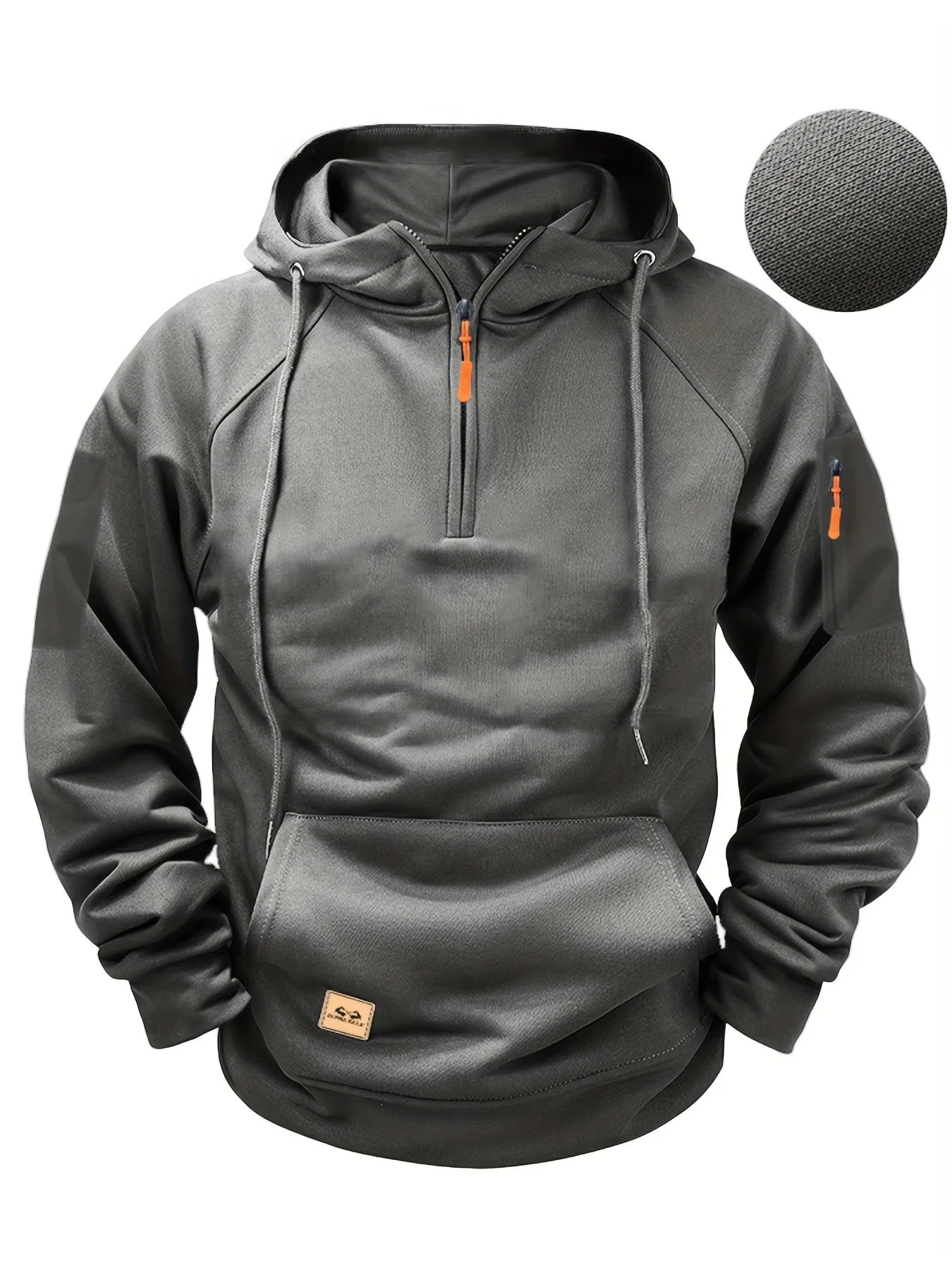 Herr Fleece Jacka - Oversize med Huva & Multifickor