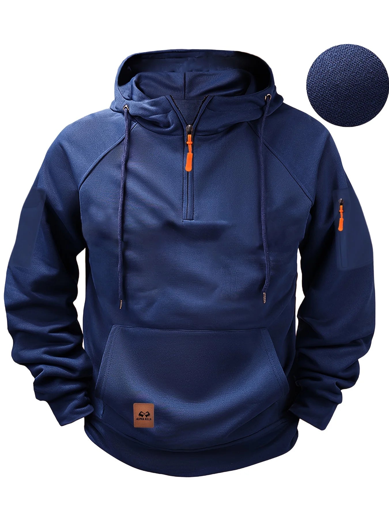 Herr Fleece Jacka - Oversize med Huva & Multifickor