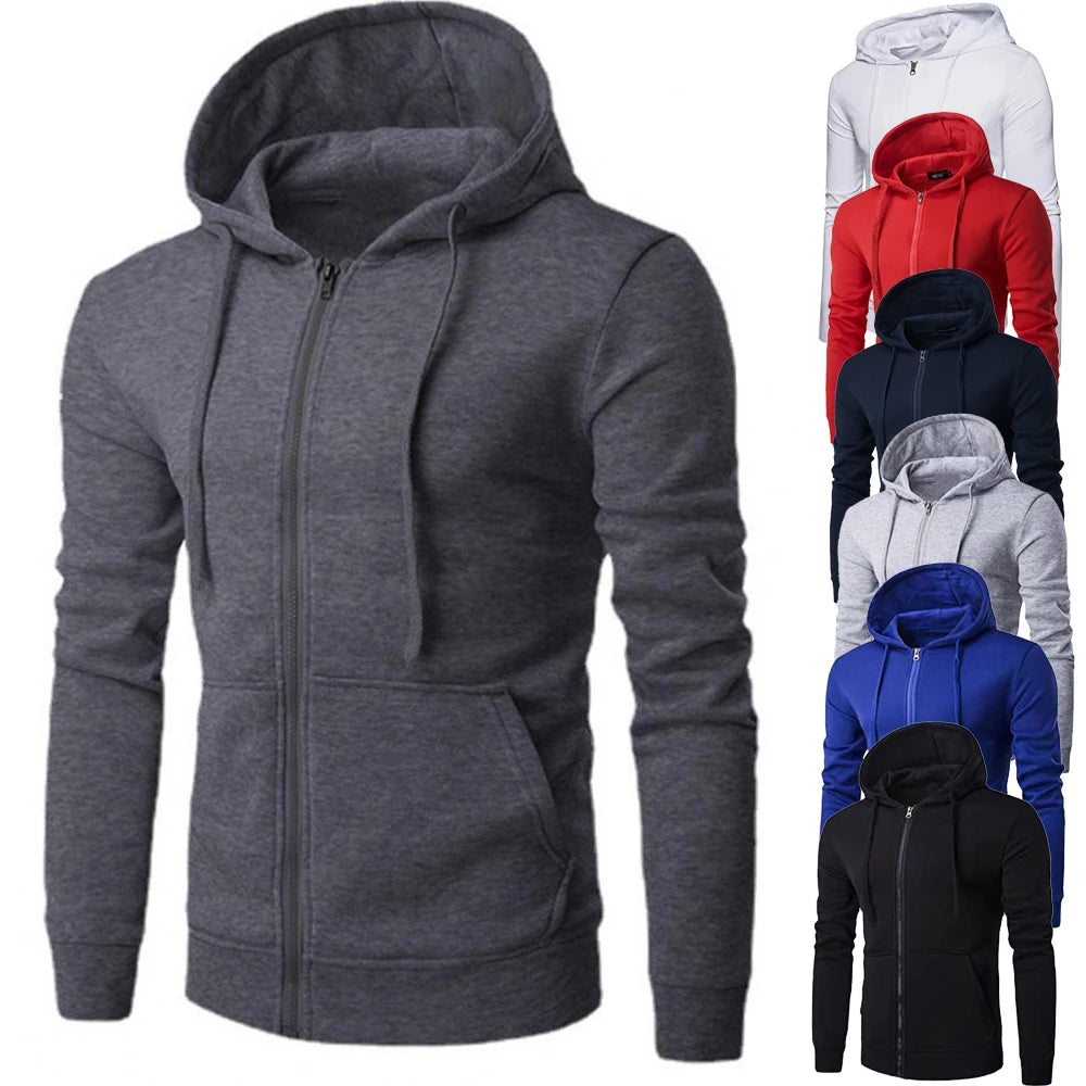 Bekväm höstjacka herr - Hoodie med dragkedja i slim passform
