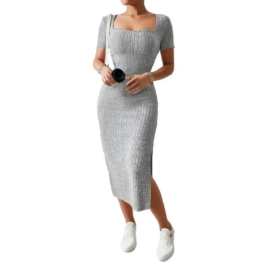 Summer Square Neck  Hip-Hugging Mid-Length Skirt